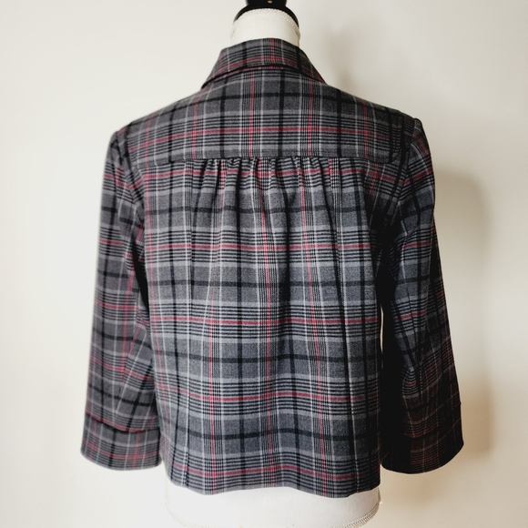 Ninety grey plaid cropped blazer women's 10 - Picture 2 of 11